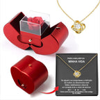 Fashion Jewelry Box Red Apple Christmas Gift Necklace Eternal Rose For Valentine's Day Gifts With Artificial Flower Rose Flower Jewelry Box