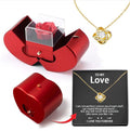 Fashion Jewelry Box Red Apple Christmas Gift Necklace Eternal Rose For Valentine's Day Gifts With Artificial Flower Rose Flower Jewelry Box